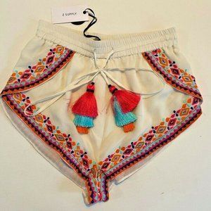 Z Supply Embroidered Silk Tassel Shorts